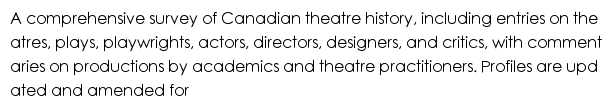 canadiantheatre.com网页描述